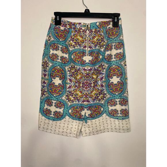 Anthropologie Maeve Manolya Pencil Skirt Paisley Midi Linen Preppy Academia 0 - Picture 9 of 16